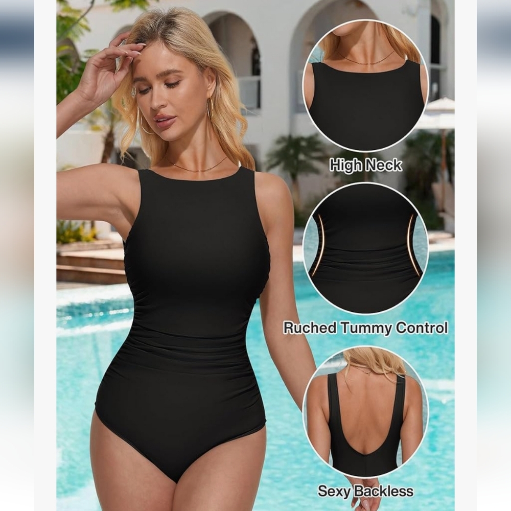 Amazon Classic Black Women's One Piece Swimsuit, Medium